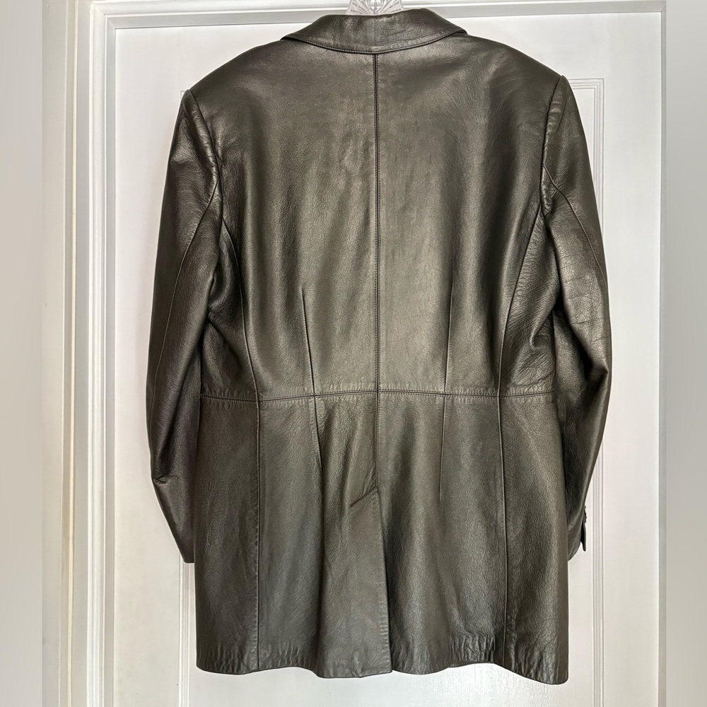 Barry Bricken boyfriend leather blazer in gunmetal 12 - Picture 6 of 8